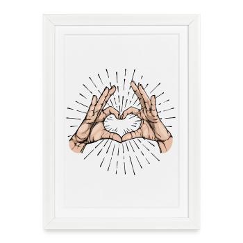 Émotions Humanité Paix Amour Cœur - Affiche encadrée (27 × 37 cm) - blanc - Devant