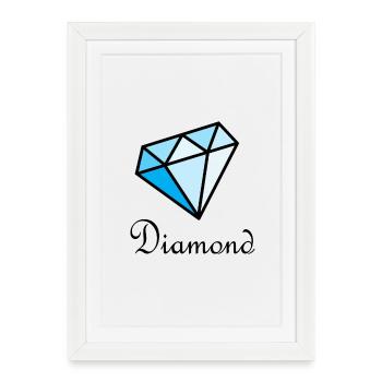 Losange géométrique bleu - Affiche encadrée (27 × 37 cm) - blanc - Devant