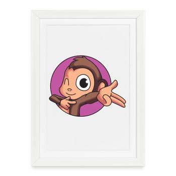 Singe effronté - Affiche encadrée (27 × 37 cm) - blanc - Devant