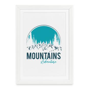 Aventure en montagne - Affiche encadrée (27 × 37 cm) - blanc - Devant