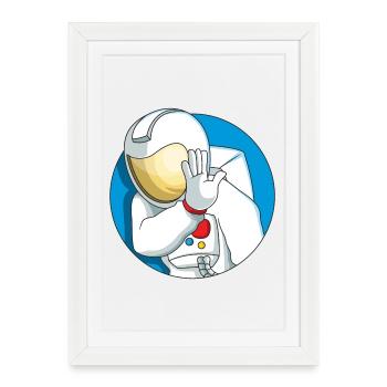 Astronaute timide - Affiche encadrée (27 × 37 cm) - blanc - Devant