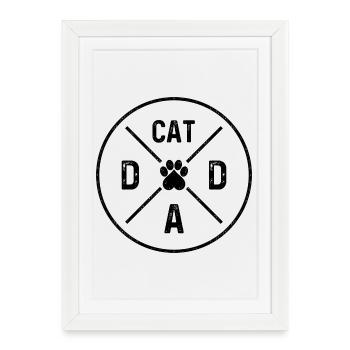 Chat Papa Chats Papa Coeur Patte Chat Papa - Affiche encadrée (27 × 37 cm) - blanc - Devant