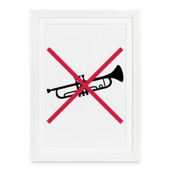 Trompette Bouclier Interdit - Affiche encadrée (27 × 37 cm) - blanc - Devant
