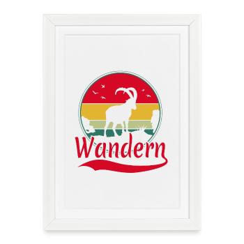 Wandern Steinbock Berge Alpen - Gerahmtes Poster (27 × 37 cm) - Weiß - Vorne