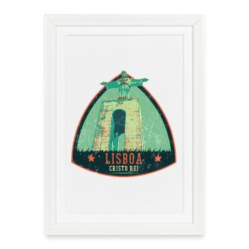 Lisbonne Portugal, christ roi - Affiche encadrée (27 × 37 cm) - blanc - Devant