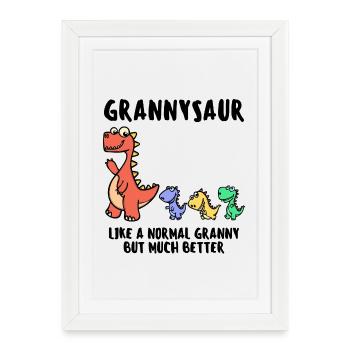 Grandma Grandmother Dinosaur Funny Statement - Framed poster (27 × 37 cm) - white - Front
