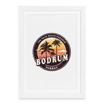 Bodrum Turkey Vintage Beach Design - Framed poster (27 × 37 cm) - white - Front
