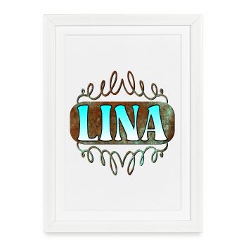 Cadeaux de nom LINA - PRÉNOM - Affiche encadrée (27 × 37 cm) - blanc - Devant