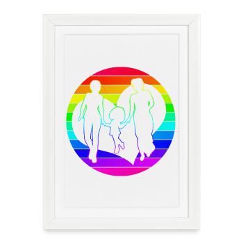 Maman et Maman Famille Arc-en-ciel Grand-mère et Grand-mère Coeur - Affiche encadrée (27 × 37 cm) - blanc - Devant