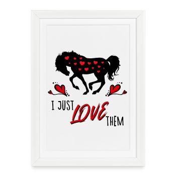 Chevaux islandais chevaux islandais Déclaration Coeur - Affiche encadrée (27 × 37 cm) - blanc - Devant