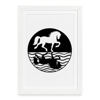 Ross Pferede Cheval Islandais Amour Chevaux Islandais - Affiche encadrée (27 × 37 cm) - blanc - Devant
