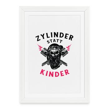 Cylindres au lieu de la conception de moto pour enfants - Affiche encadrée (27 × 37 cm) - blanc - Devant
