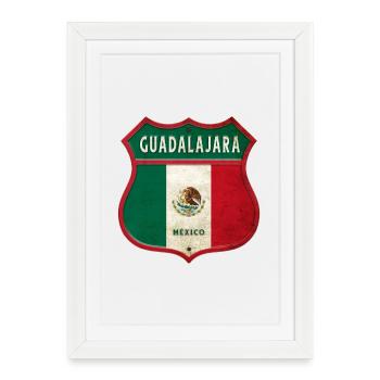 Motif écusson Guadalajara Mexico - Affiche encadrée (27 × 37 cm) - blanc - Devant