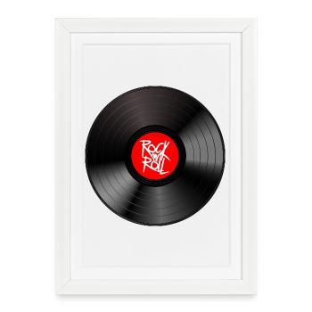 Vinyle Rock 'n' Roll : un t-shirt de déclaration - Affiche encadrée (27 × 37 cm) - blanc - Devant