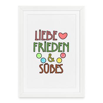 Dessert Heart Candy Sweets Déclaration - Affiche encadrée (27 × 37 cm) - blanc - Devant