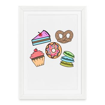 Bonbons Snack Cupcake Donut Cake Cuisson - Affiche encadrée (27 × 37 cm) - blanc - Devant