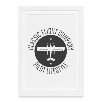 Symbole d’avion Flying Pilot Pilots Classic - Affiche encadrée (27 × 37 cm) - blanc - Devant