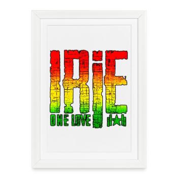 Symboles de paix reggae sur fond de graffiti - Affiche encadrée (27 × 37 cm) - blanc - Devant