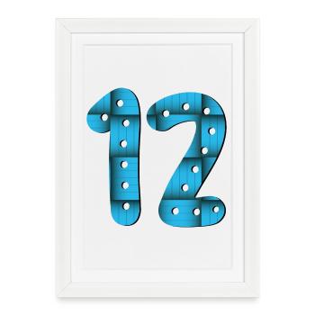 12e anniversaire - Numéro 12 - DOUZE - DOUZE ANS - Affiche encadrée (27 × 37 cm) - blanc - Devant