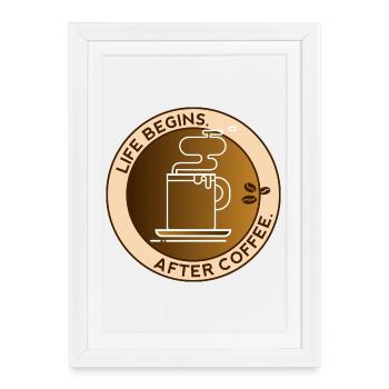 café matin en disant tasse de bureau collègue drôle lol - Affiche encadrée (27 × 37 cm) - blanc - Devant