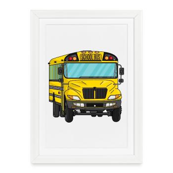Autobus scolaire - Affiche encadrée (27 × 37 cm) - blanc - Devant