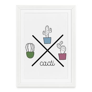 Drôle de design coloré avec des cactus - Affiche encadrée (27 × 37 cm) - blanc - Devant