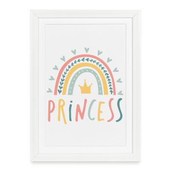 princesse - arc-en-ciel - Affiche encadrée (27 × 37 cm) - blanc - Devant