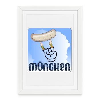 MUNICH BOILED SAUSAGE WHITE SAUSAGE - Framed poster (27 × 37 cm) - white - Front