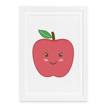 Pomme Kawaii - Affiche encadrée (27 × 37 cm) - blanc - Devant