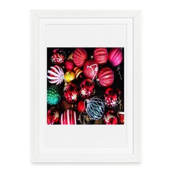 Boules de sapin de Noël - Décorations de Noël - Affiche encadrée (27 × 37 cm) - blanc - Devant
