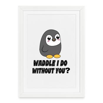 Déclaration d’oiseau froid Manchot animal pôle Sud - Affiche encadrée (27 × 37 cm) - blanc - Devant