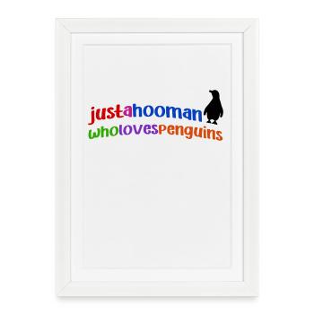 Penguin Cool Statement Animal Oiseau du pôle Sud - Affiche encadrée (27 × 37 cm) - blanc - Devant