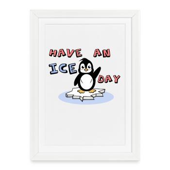 Cool Cold Sweet Penguin Déclaration Oiseau de glace Animal - Affiche encadrée (27 × 37 cm) - blanc - Devant
