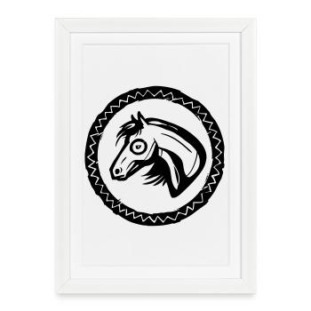 Portrait de cheval - Affiche encadrée (27 × 37 cm) - blanc - Devant