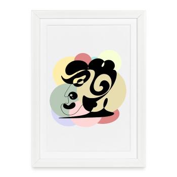 Homme au dessin au trait - Affiche encadrée (27 × 37 cm) - blanc - Devant