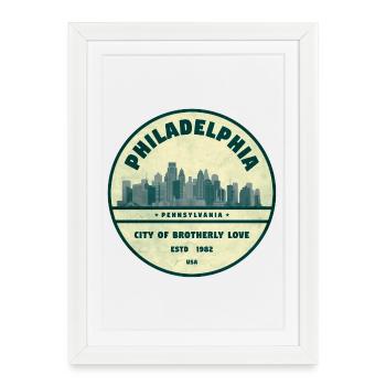 Philadelphia Skyline Badge - Framed poster (27 × 37 cm) - white - Front