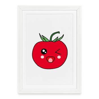 Funny Tomato with Face Kawaii Gift - Framed poster (27 × 37 cm) - white - Front