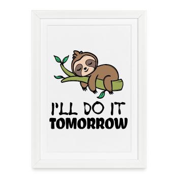 Lazy Animal Paresseux Sleeping Statement Jungle - Affiche encadrée (27 × 37 cm) - blanc - Devant