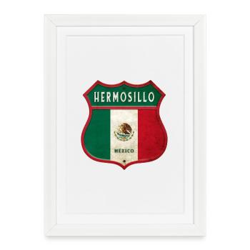 Design des armoiries d'Hermosillo Mexico - Affiche encadrée (27 × 37 cm) - blanc - Devant