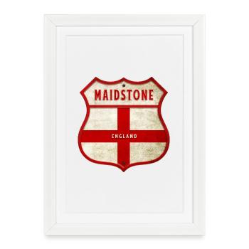 Armoiries de Maidstone, Angleterre - Affiche encadrée (27 × 37 cm) - blanc - Devant