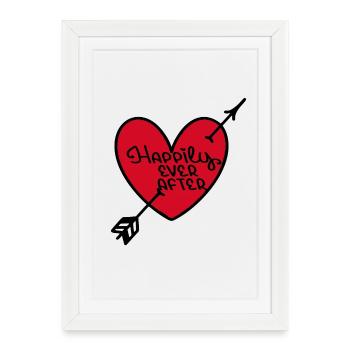 Coeur Rouge Conte Romantique - Affiche encadrée (27 × 37 cm) - blanc - Devant