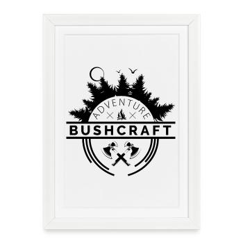Icône Bushcraft Illustration de l’icône du logo de la forêt - Affiche encadrée (27 × 37 cm) - blanc - Devant