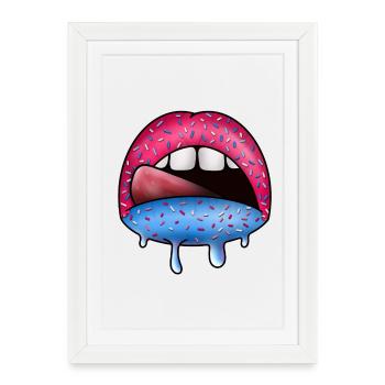 Zuckerlippen Neon Tropfkunst - Framed poster (27 × 37 cm) - white - Front