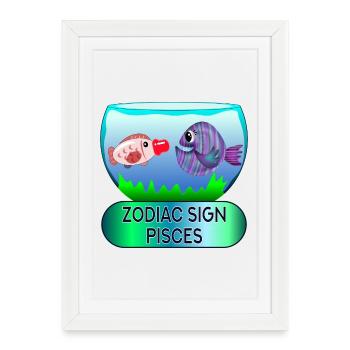 SIGNE SOLAIRE POISSONS - ASTROLOGIE DU ZODIAQUE - Affiche encadrée (27 × 37 cm) - blanc - Devant