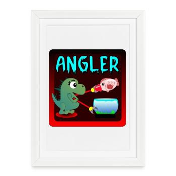 ANGLER - DINOSAURIER KINDER ANGELN - Gerahmtes Poster (27 × 37 cm) - Weiß - Vorne