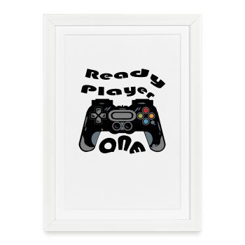 Retro Controller Silhouette - Framed poster (27 × 37 cm) - white - Front