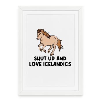 Chevaux islandais Cheval Amour Chevaux Déclaration Galop - Affiche encadrée (27 × 37 cm) - blanc - Devant
