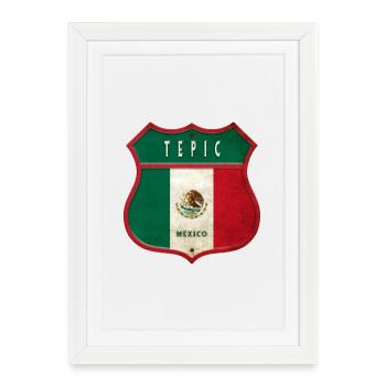 Design du blason de Tepic Mexico - Affiche encadrée (27 × 37 cm) - blanc - Devant
