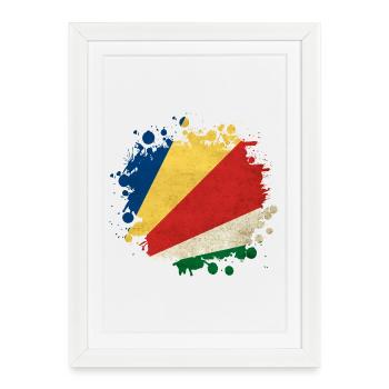 Design du drapeau des Seychelles Blob - Affiche encadrée (27 × 37 cm) - blanc - Devant