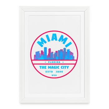 Miami États-Unis - Affiche encadrée (27 × 37 cm) - blanc - Devant